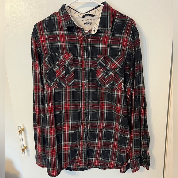 EUC Van’s Plaid Flannel Button Down Men’s Shirt, Large - Picture 1 of 8